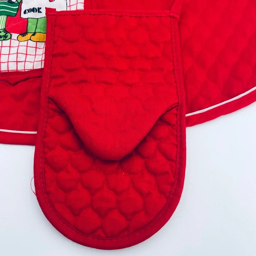 Vintage Half Apron Christmas Holiday Cooking Apron‎ with Matching Pot Holder